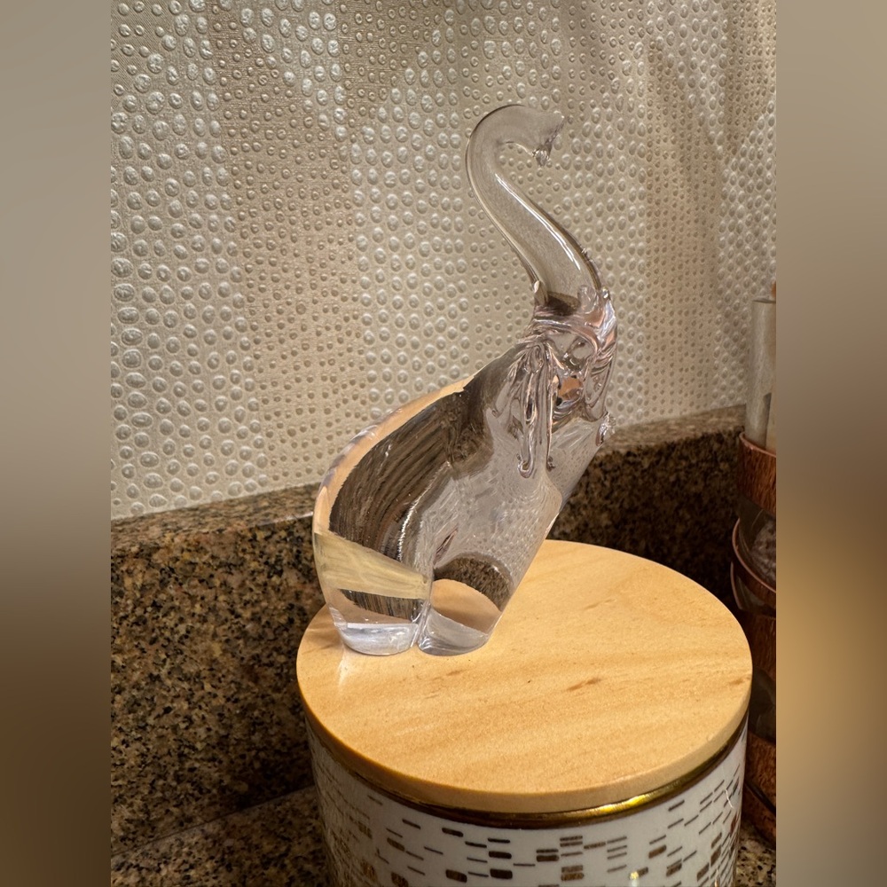 Vintage Murano Glass Elephant Figurine - Paperweights Decorative Accent 3 1/2